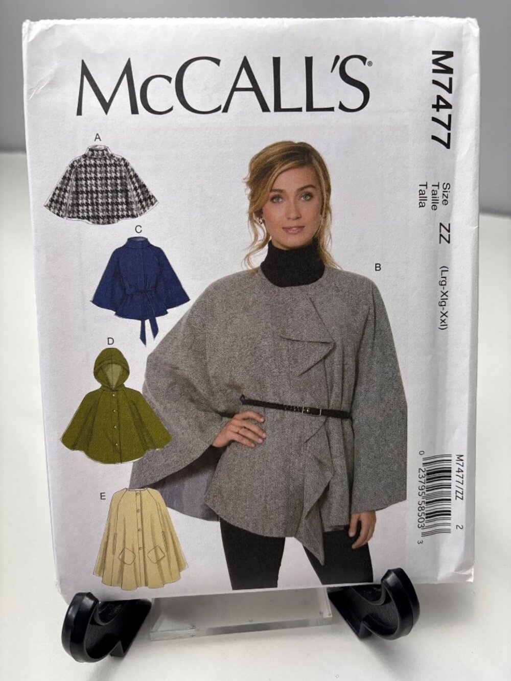 McCalls M7477 Womens Coat Cape Sewing Pattern Size 16-18-20-22-24-26 Uncut
